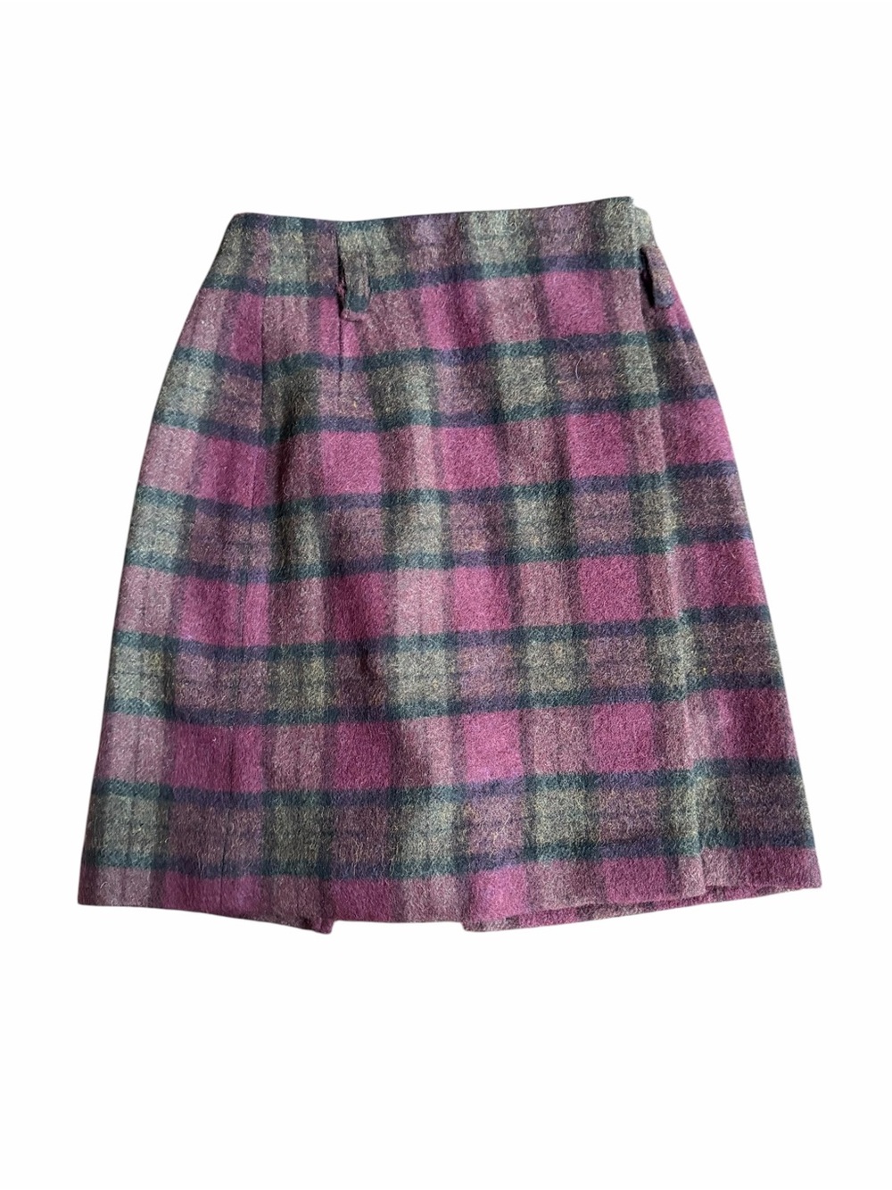 Deadstock w/o Tag Late 90s/Y2K Eddie Bauer Wool Blend Lined Plaid Wrap Midi Skir
